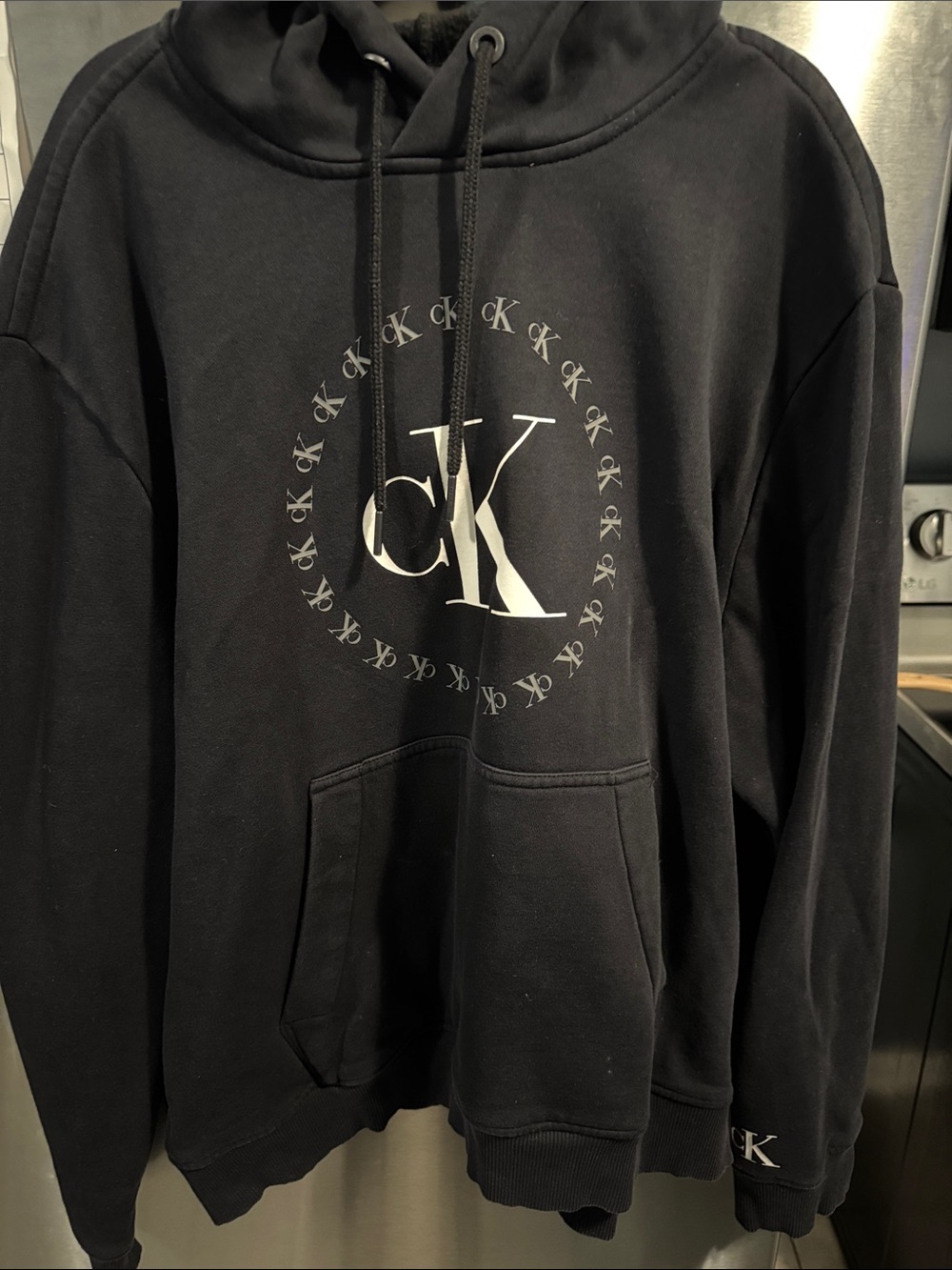 Calvin Klein Black Crewneck Hoodie with White CK Logo